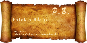 Paletta Béni névjegykártya